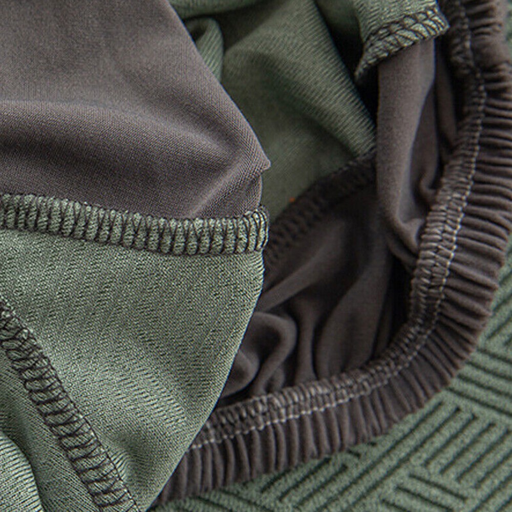 2 X Stretch Jacquard Chair Cover Elastic Curved Dining Chair Slipcover Seat Cover Green