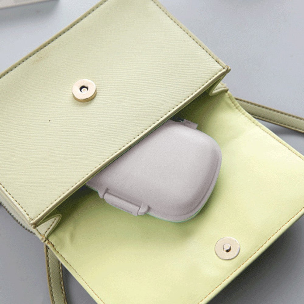 Travel Pill Dispenser Box Medicine Organizer Case Tablet Container Beige