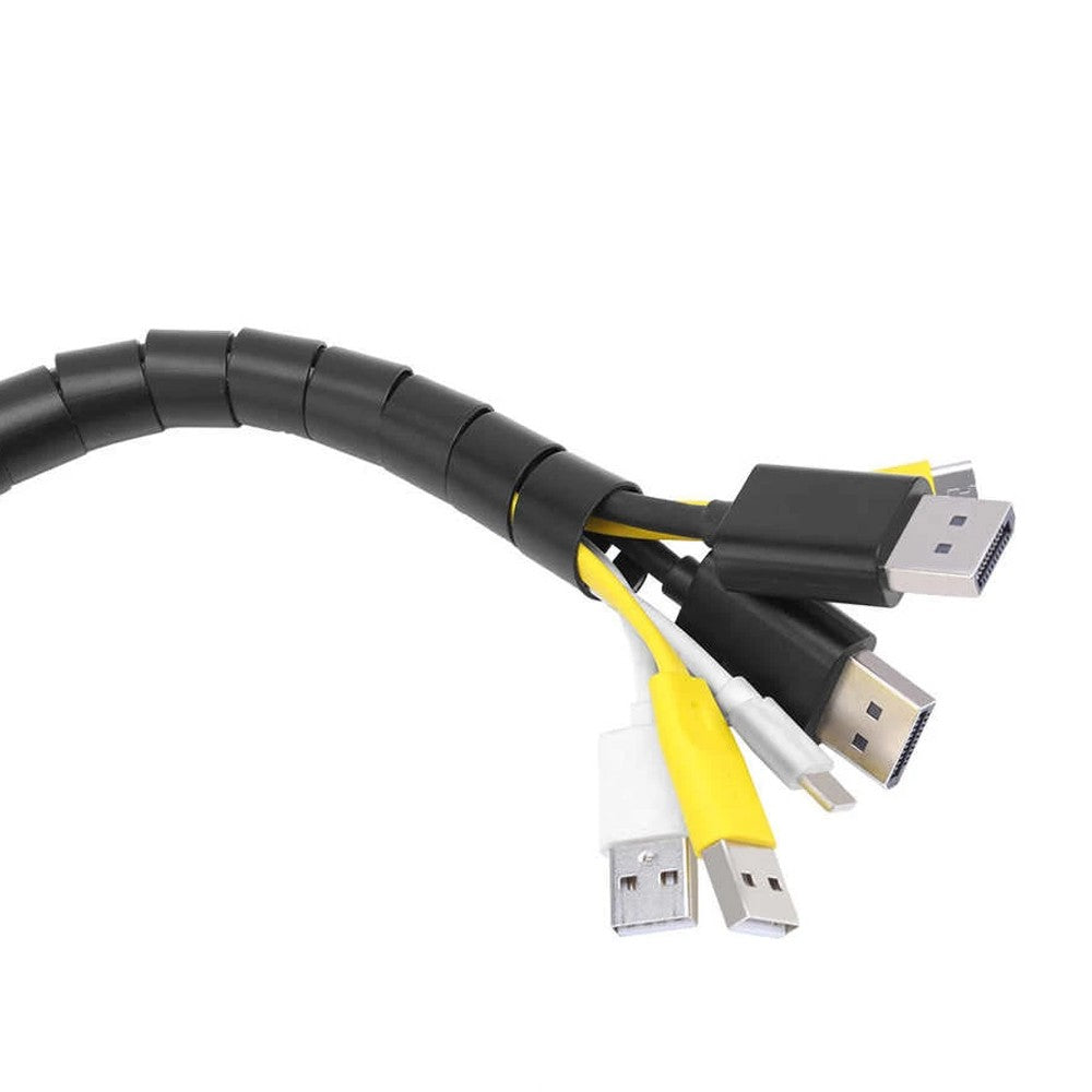 3M 10mm Spiral Cable Wrap Sleeve Cable Bundler Manager Wire Protector Sleeve Cord Organizer Black