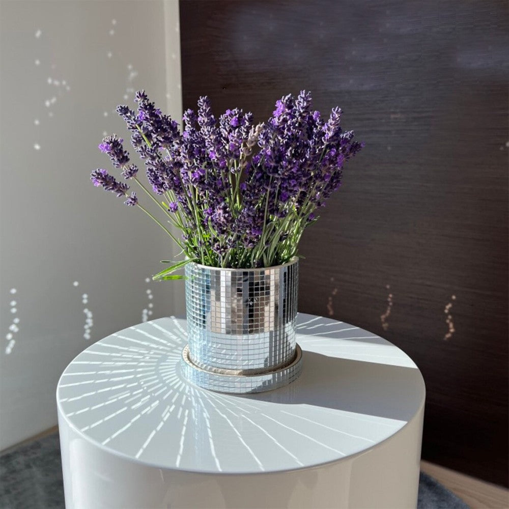 1 X Disco Ball Planter Pot with Base Mirror Ceramic Vase Modern Home Decor