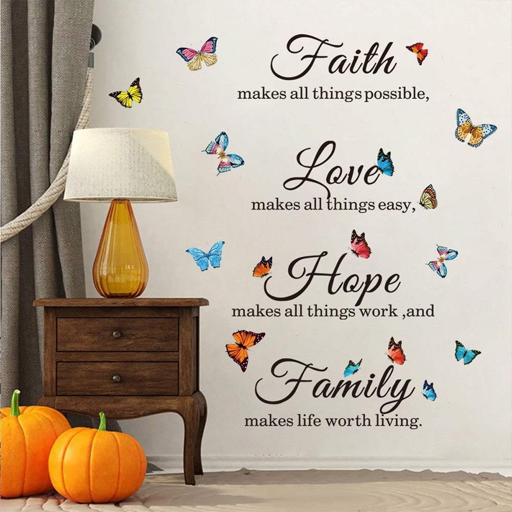 1 Set of Butterfly Decal Wall Sticker Inspirational Quotes Sticker for Home Office Decor