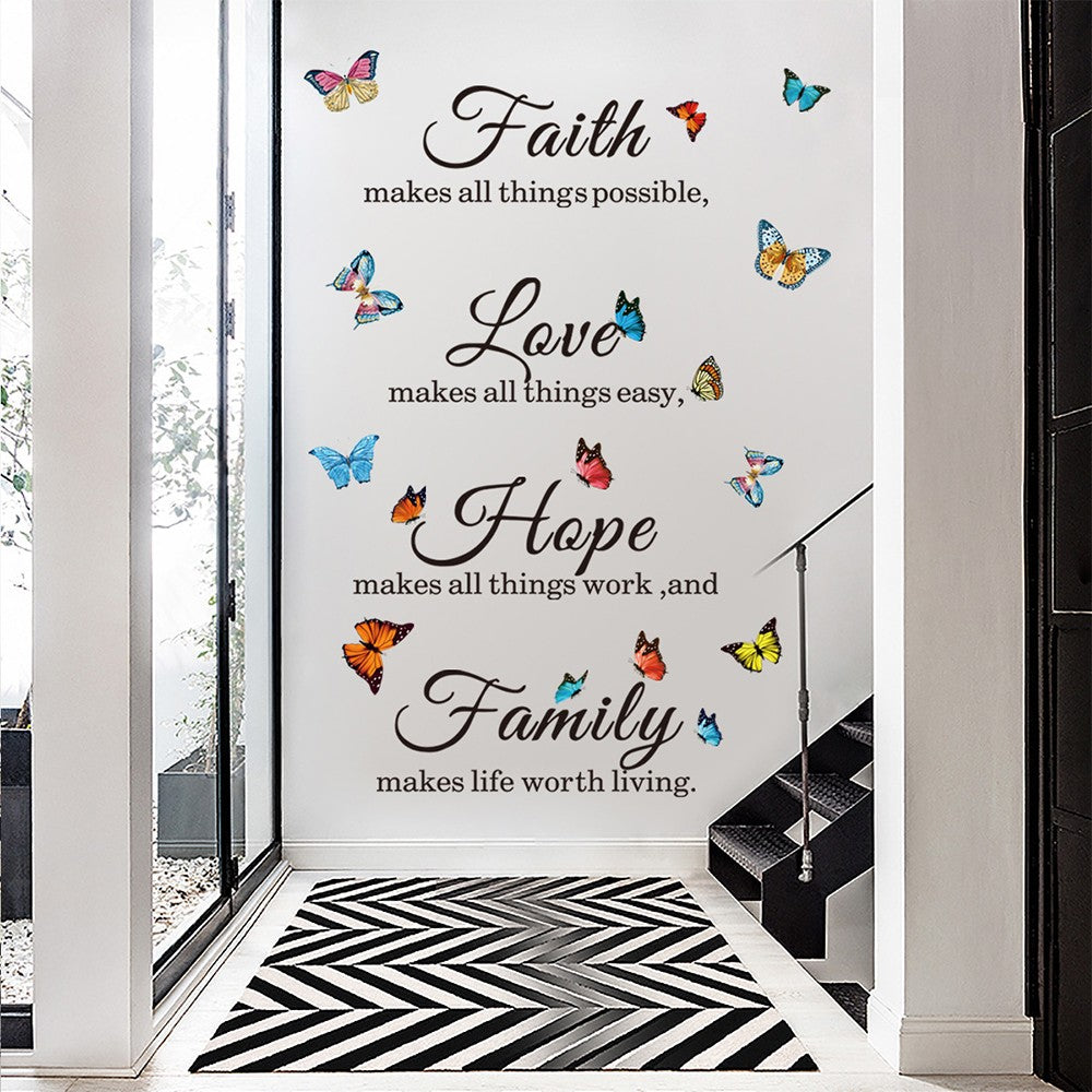 1 Set of Butterfly Decal Wall Sticker Inspirational Quotes Sticker for Home Office Decor