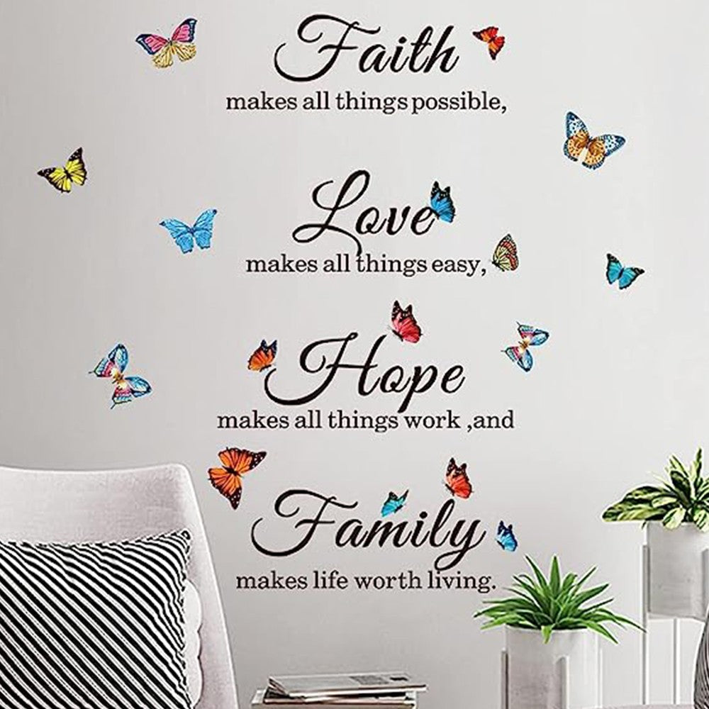 1 Set of Butterfly Decal Wall Sticker Inspirational Quotes Sticker for Home Office Decor