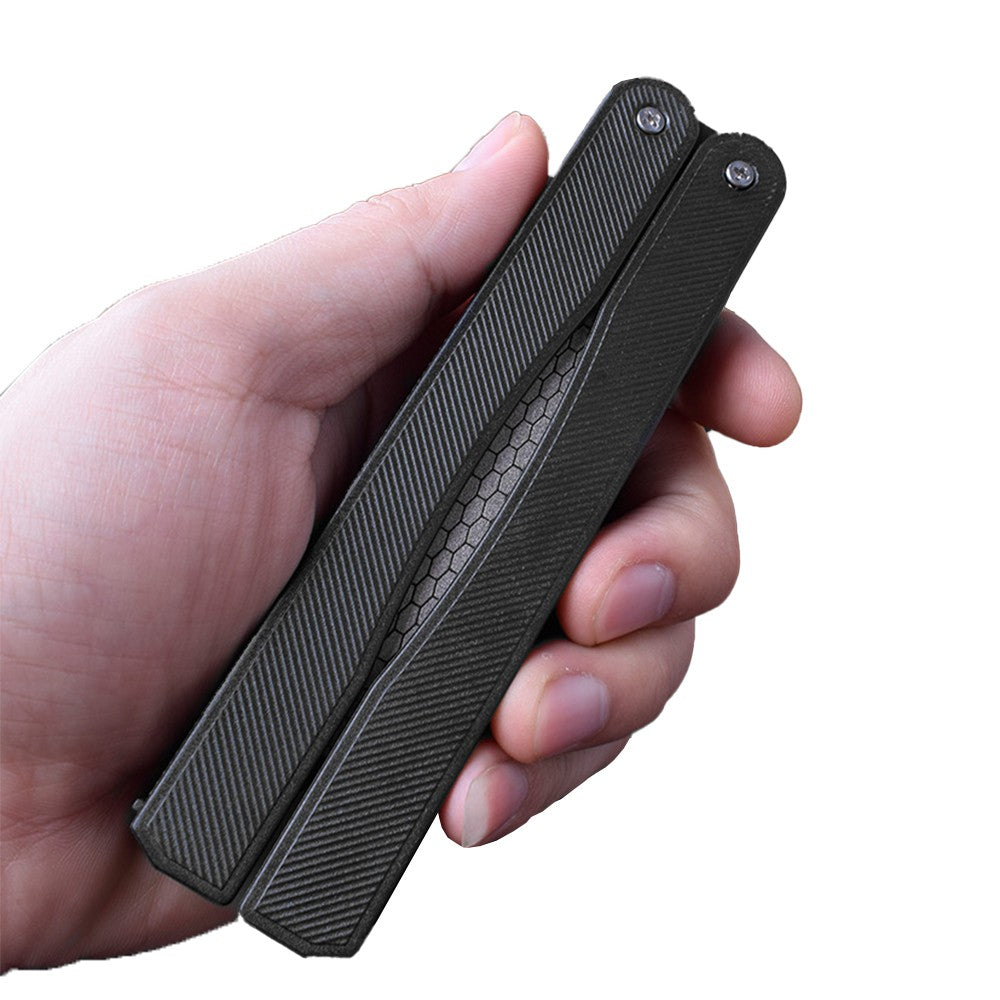 400/600 Grit Foldable Knife Sharpener Handheld Double-sided Diamond Whetstone for Outdoor Camping Kitchen