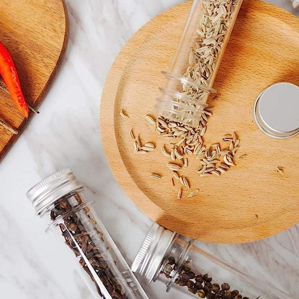 10Pcs 110ml Clear Glass Test Tubes with Caps for Powder Liquid Storage DIY Home Decoration