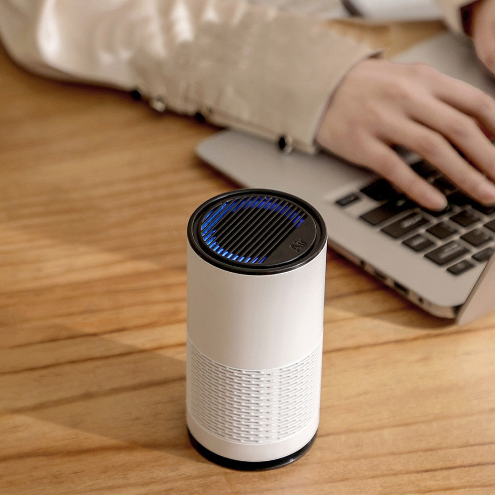 Portable Negative Ion Air Purifier with H12 Filter Air Cleaner for Car Home Bedroom White