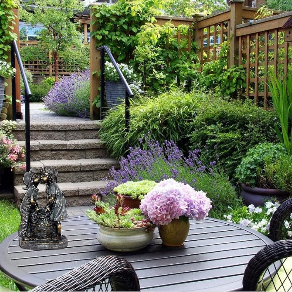 Mini Boy and Girl Garden Statue Figurine Outdoor Lawn Patio Ornament Home Decor Style 1