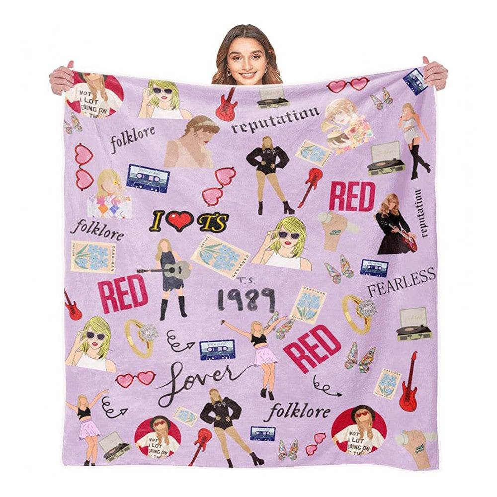 100x130cm Throw Blanket Soft Flannel Blanket Sofa Blanket Warm Bed Blanket Purple