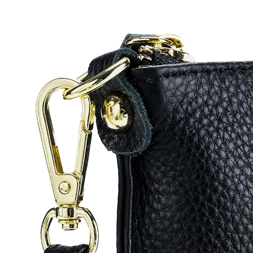 Womens Genuine Leather Crossbody Bag Handbag Shoulder Bag Clutch Wallet Black