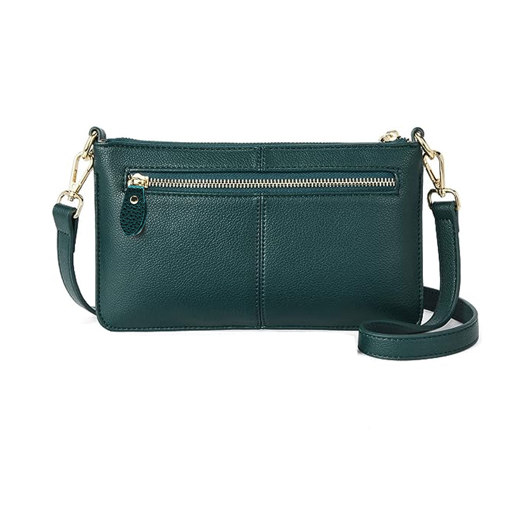 Womens Genuine Leather Crossbody Bag Handbag Shoulder Bag Clutch Wallet Green