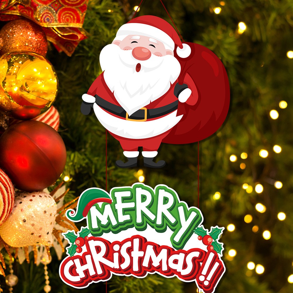 1 X Christmas Porch Hanging Sign Xmas Door Banner Wall Hanging Party Decoration