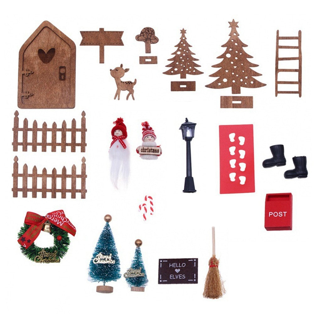 1 Set Miniature Dollhouse Fairy House Doors Elf Door Christmas Accessories