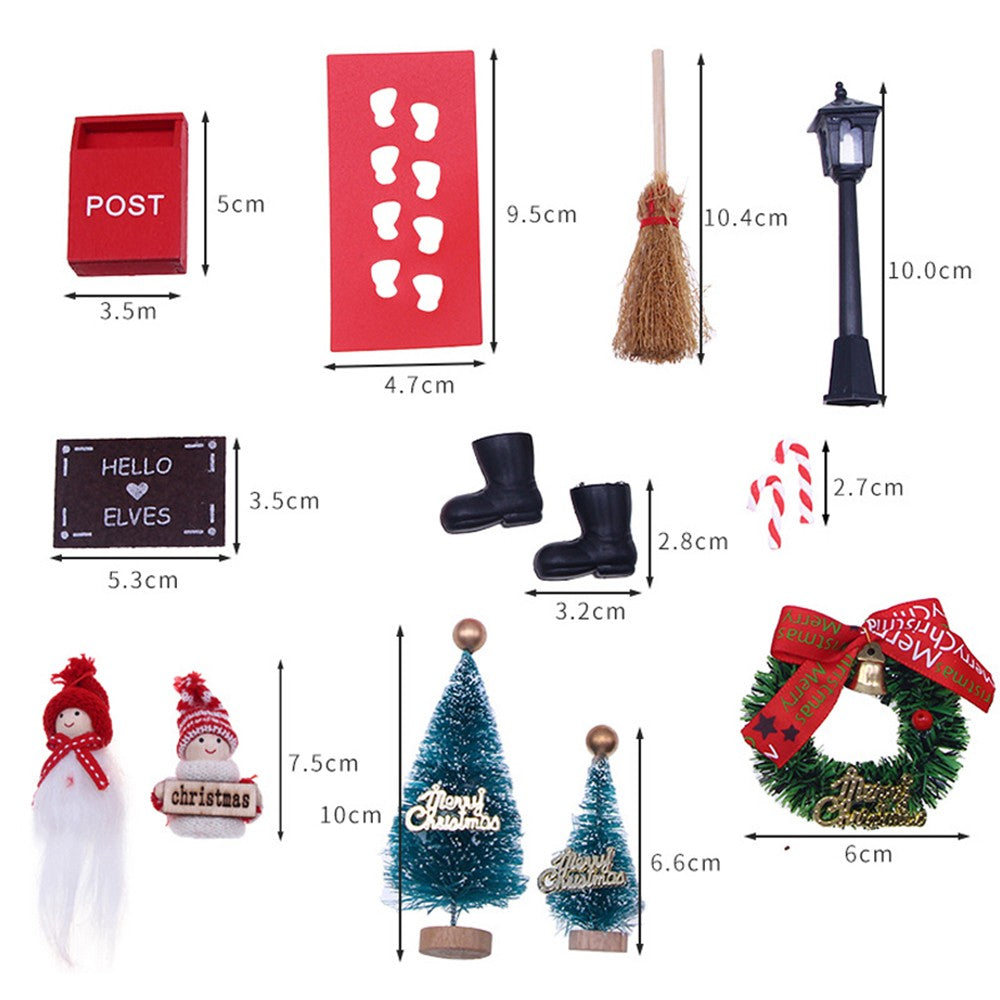 2 Sets Miniature Dollhouse Fairy House Doors Elf Door Christmas Accessories