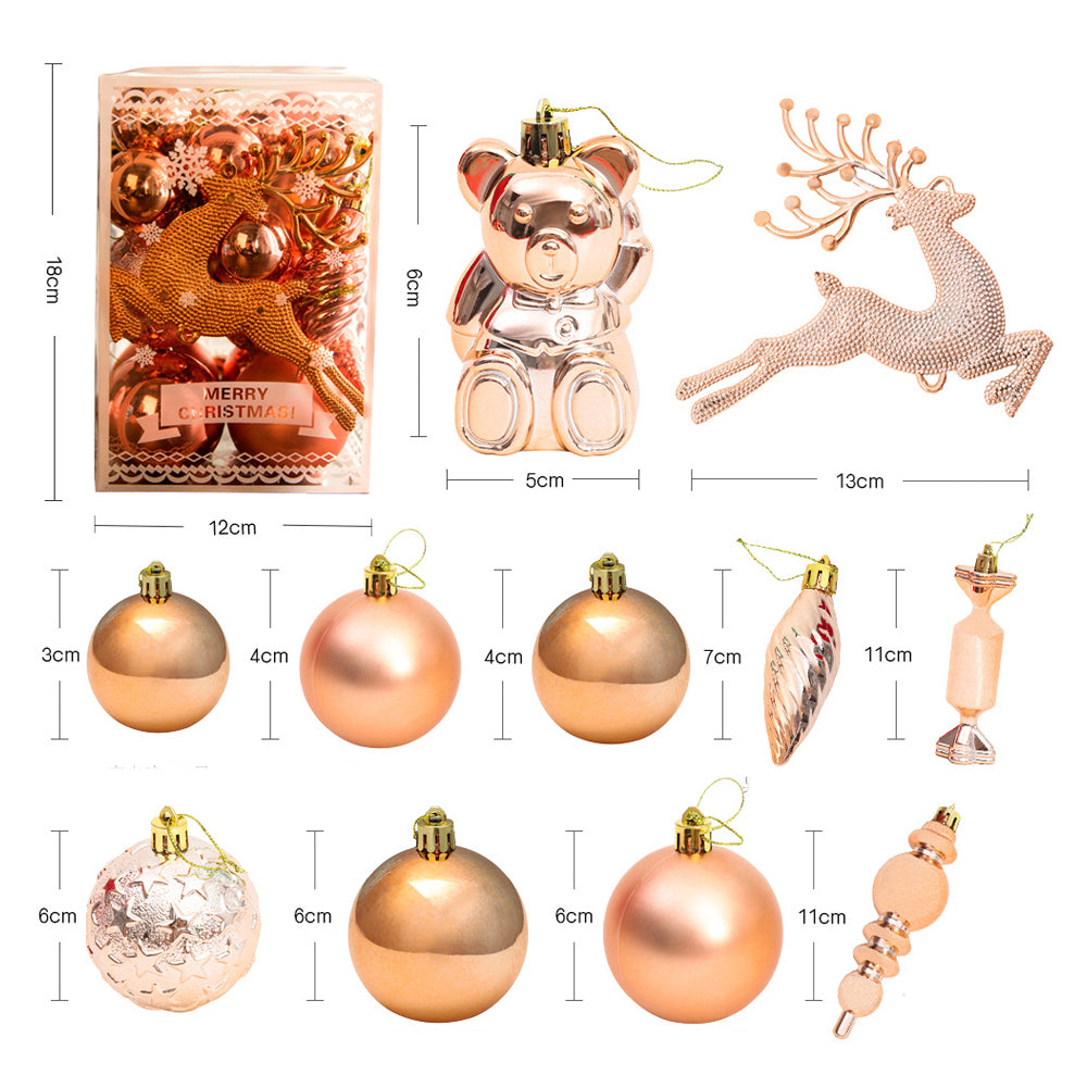 1set Christmas Tree Ornaments Set Tree for Xmas Wreath Tree Decor Rose Gold