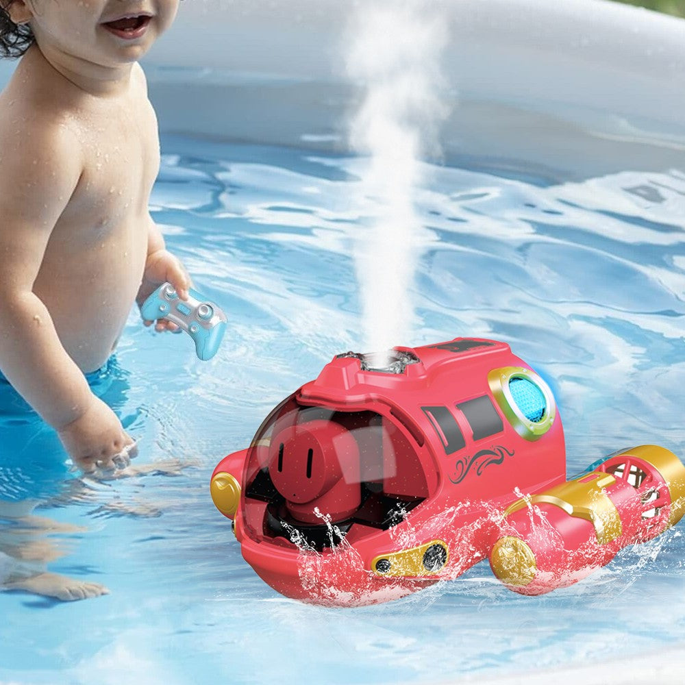 Kids 2.4GHz RC Boat Toys Remote Control Racing Boat with Lights and Spray - Pink