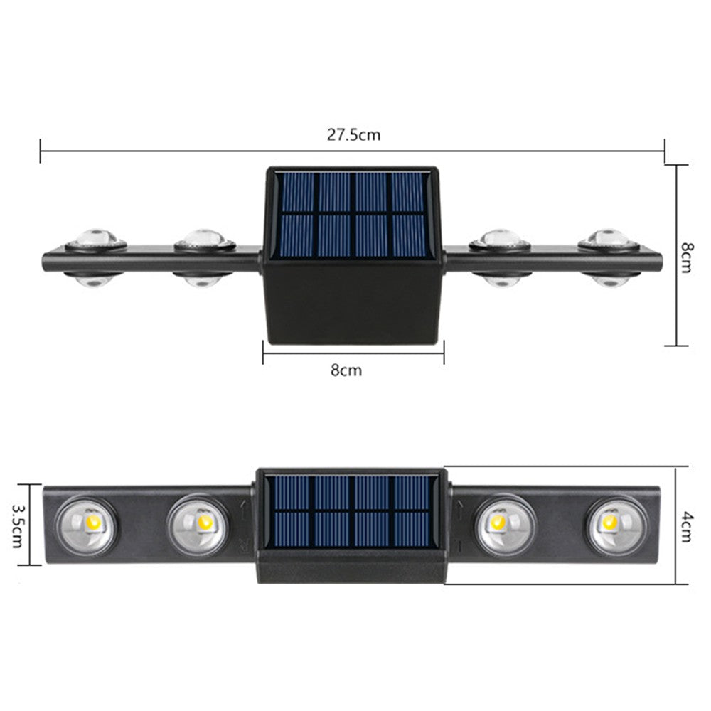 2Pcs Solar Wall Lights Up and Down Light Garden Fence Light Outdoor Decor Light - White Light