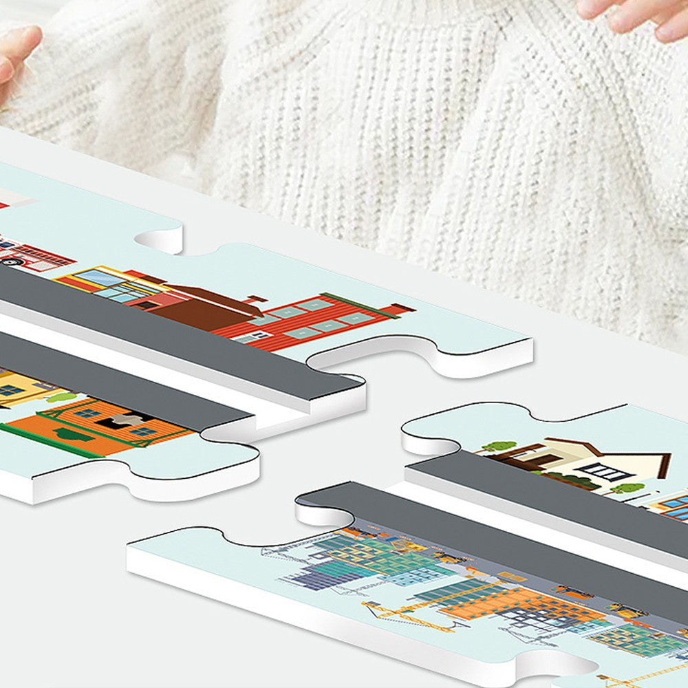 Light Blue 44-Piece DIY Assembling RailCar Set Puzzle Track Car Toys