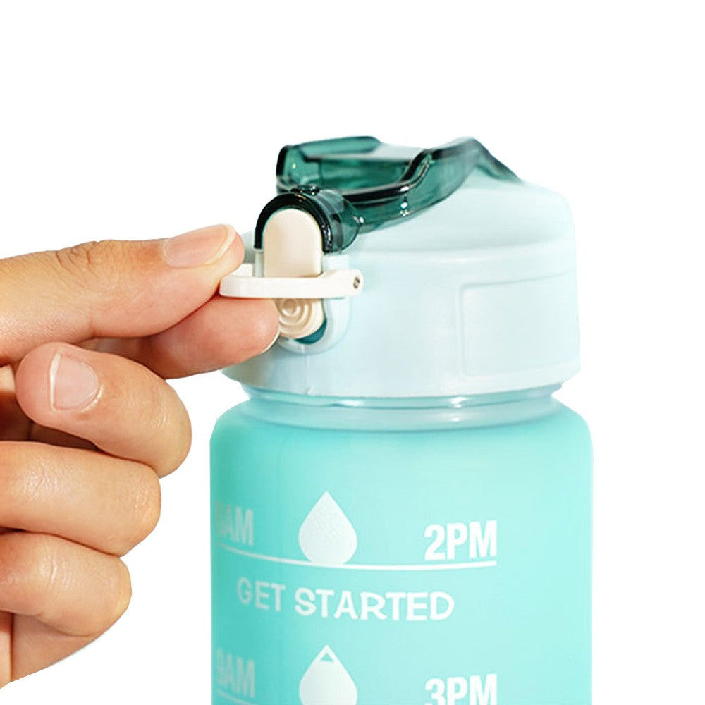 3-Piece Transparent Motivational Water Bottles with Time Markings - Purple