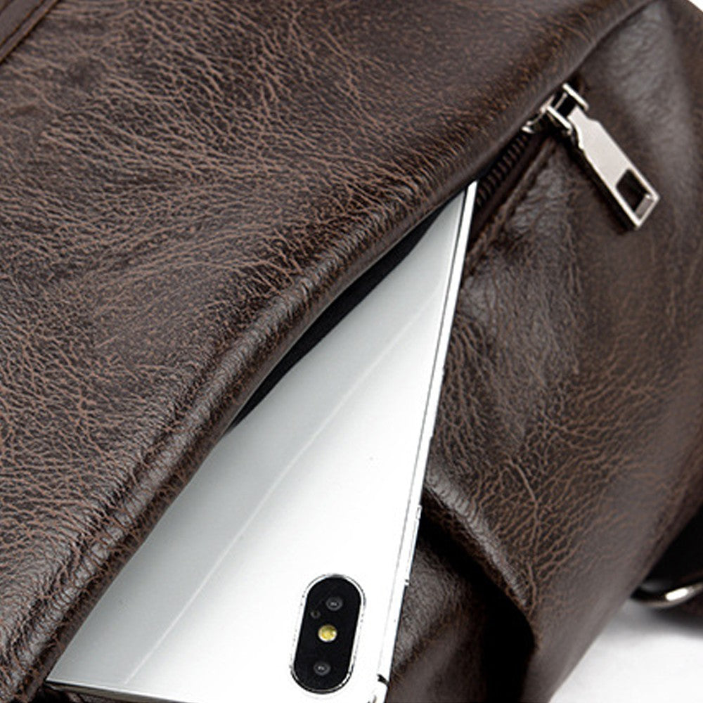 Womens PU Leather Anti-theft Backpack School Bags Travel Backpack - Brown