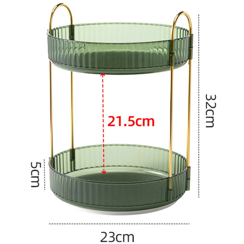 2-Tier Rotating Makeup Organizer Cosmetics Storage Spinning Holder Rack Green