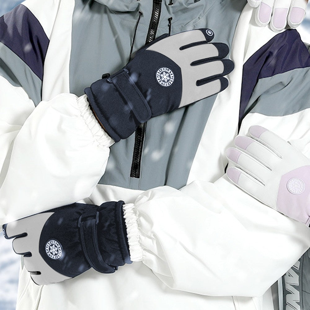 Mens Winter Warm Ski Gloves Touch Screen Snow Gloves Plush Riding Gloves Navy Blue