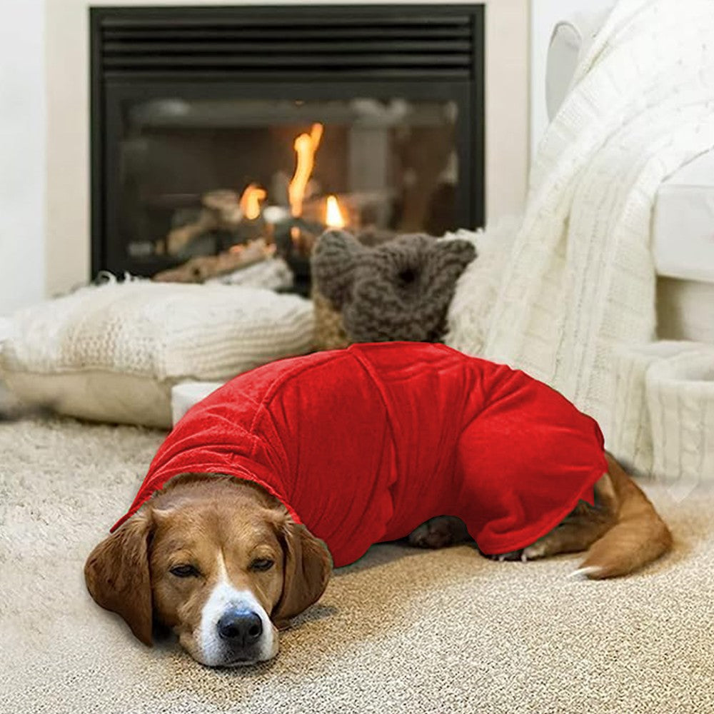 Dog Drying Coat Microfibre Pet Bathrobe Pet Cat Fast Drying Towel Red XL