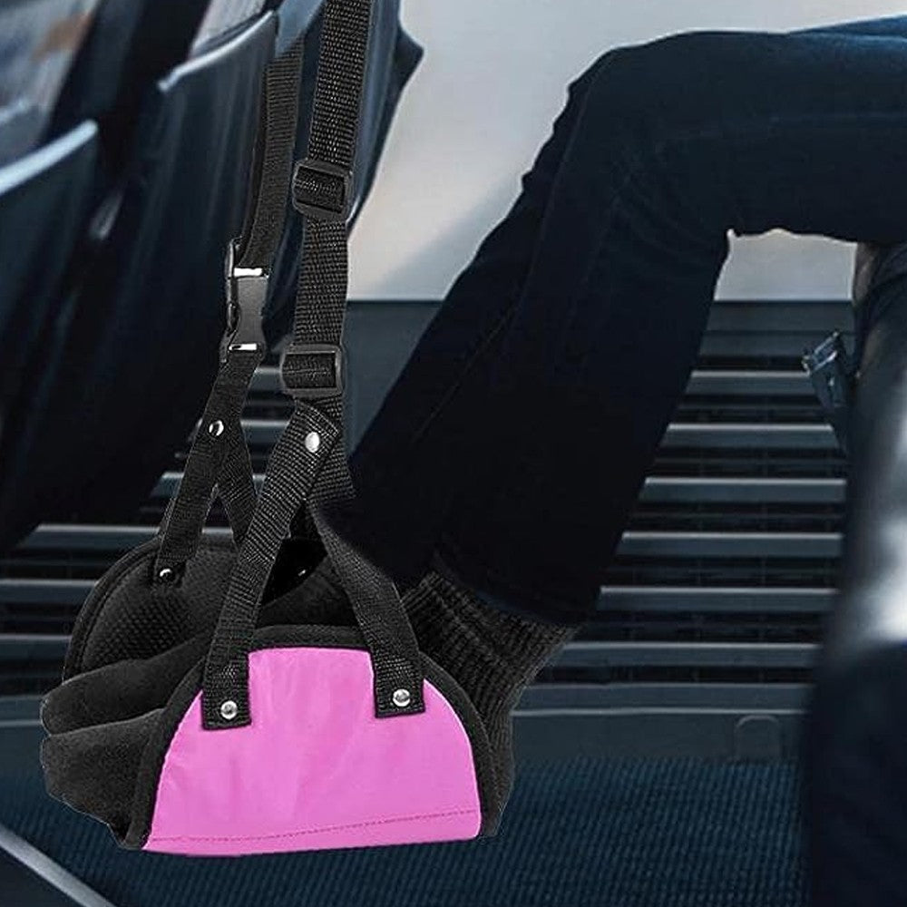 1Pc Airplane Footrest Travel Foot Rest Hammock Leg Rest Travel Accessories with Storage Bag Rose Red