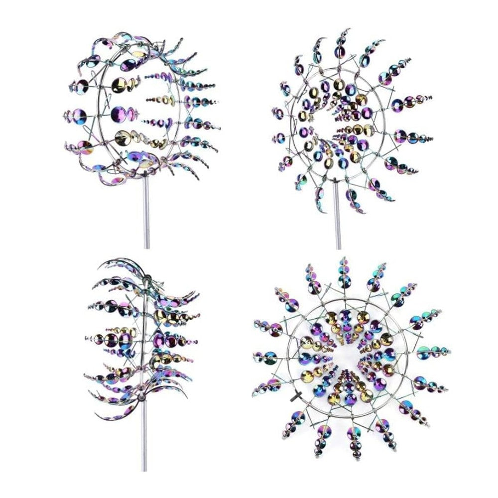 Metal Wind Spinner Garden Windmill Ornament Sculpture Yard Lawn Decor Multicolor