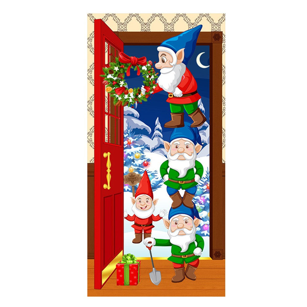 185x90cm Christmas Gnomes Door Cover Xmas Door Hanging Banner Home Decor