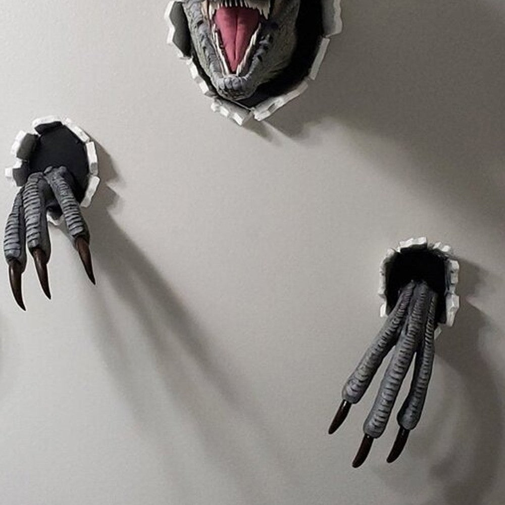 Wall-Mounted Dinosaur Sculpture 3D Life-Like Dinosaur Statue Home Art Decoration Blue