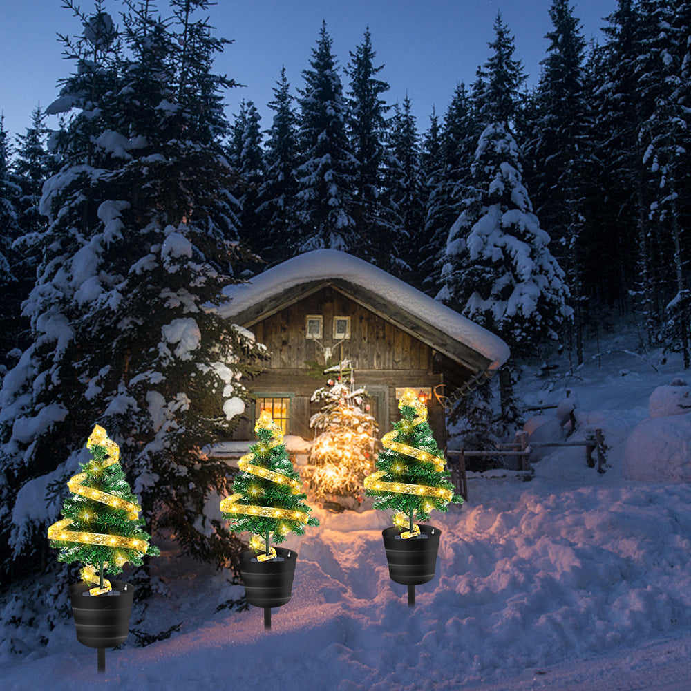 Solar Christmas Tree Light Garden Lights Tabletop Christmas Decor Warm White