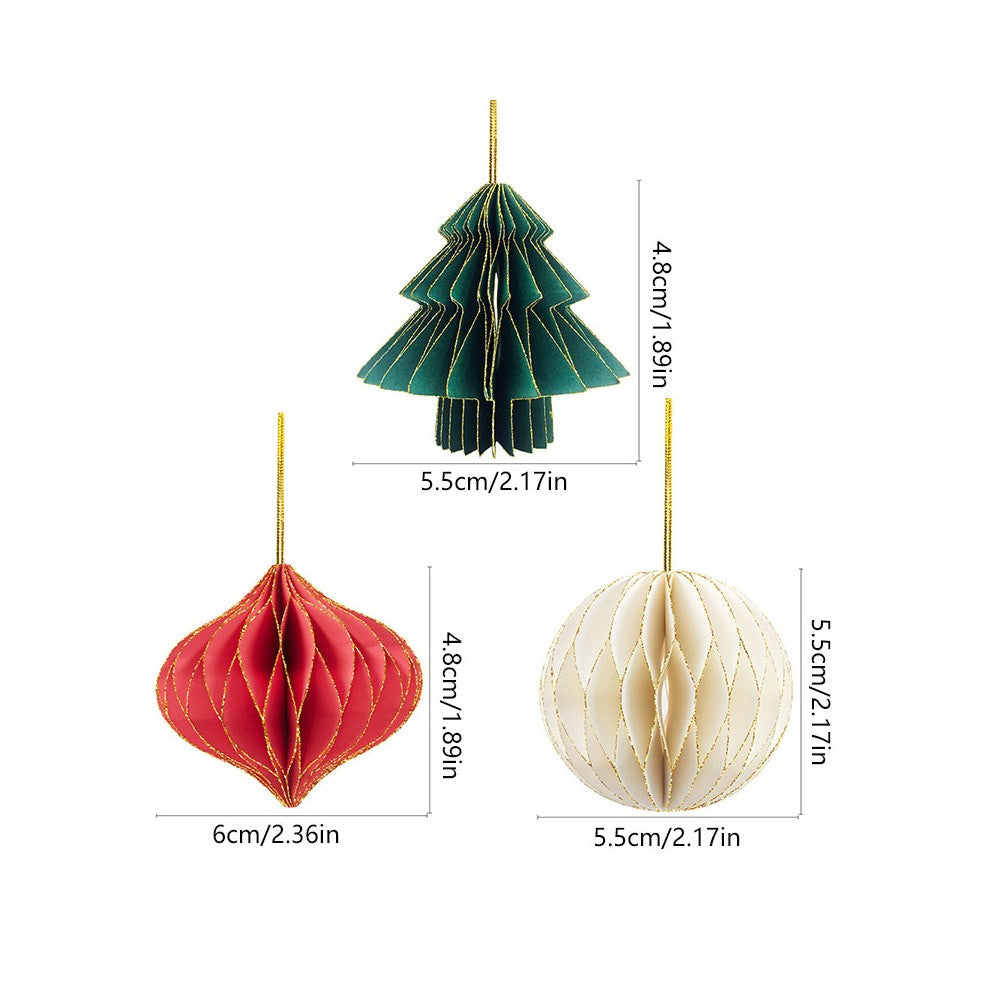4 sets Christmas Tree Honeycomb Ball Hanging Pendant