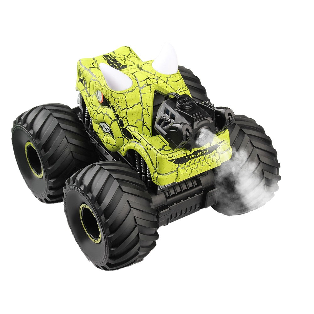 Dinosaur Toys RC Stunt Car 360 Degree Rolling Twister with Light Green