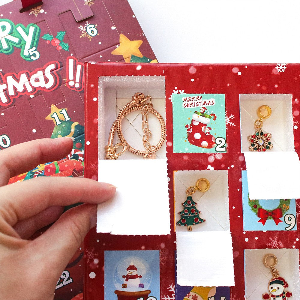 24 Days Christmas Countdown Calendar Advent Blind Box DIY Bracelet Kit