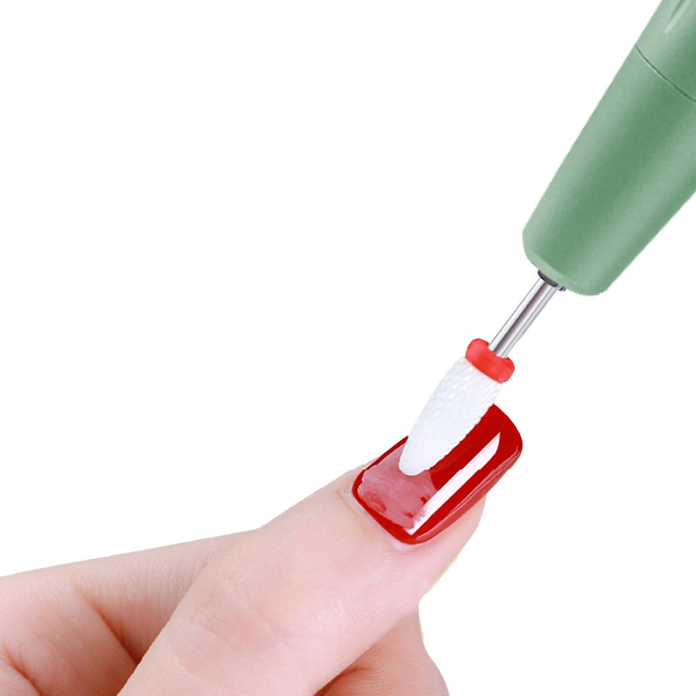 Electric Nail Drill with 6 Metal Drill Bits Portable Nail File Kit - Green