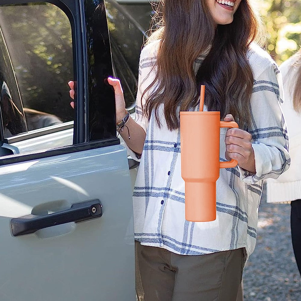 40oz Stainless Steel Tumbler Insulated Cup with Straw and Lid - Orange