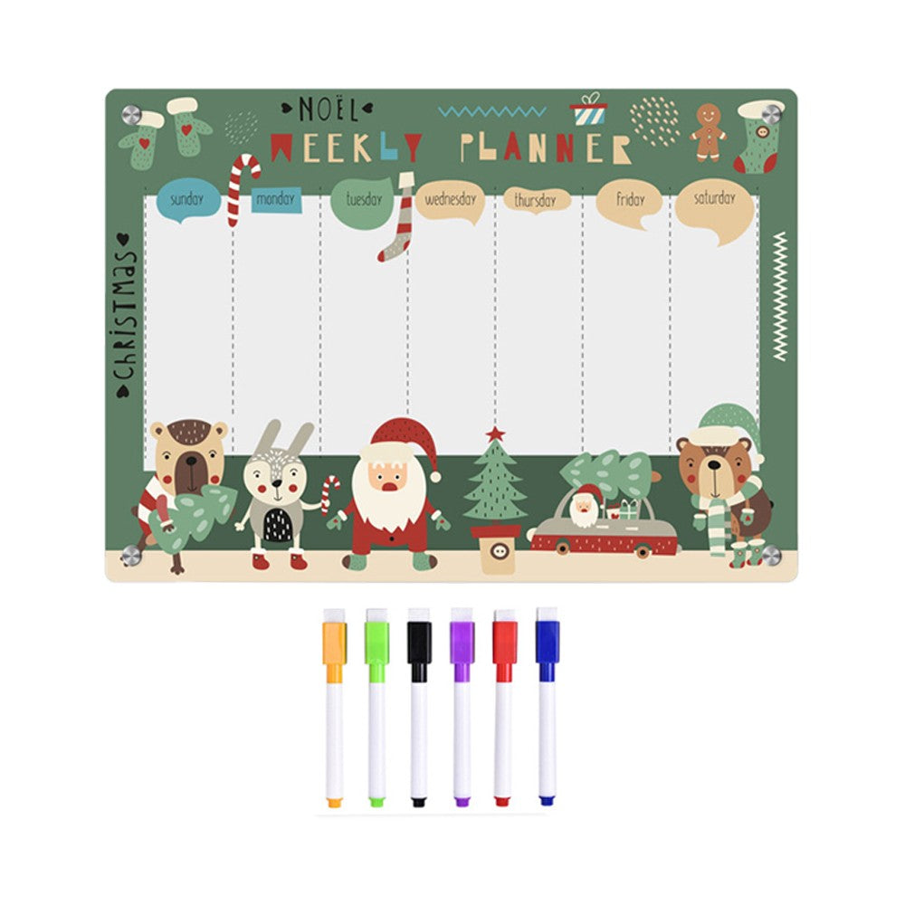 Magnetic Dry Erase Weekly Calendar for Fridge Erasable Whiteboard Planner with 6 Pens - S