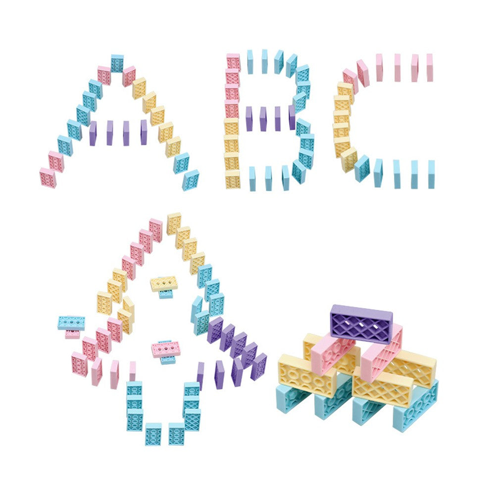 Automatic Domino Laying Train Set with 80Pcs Domino Blocks - Pink Train