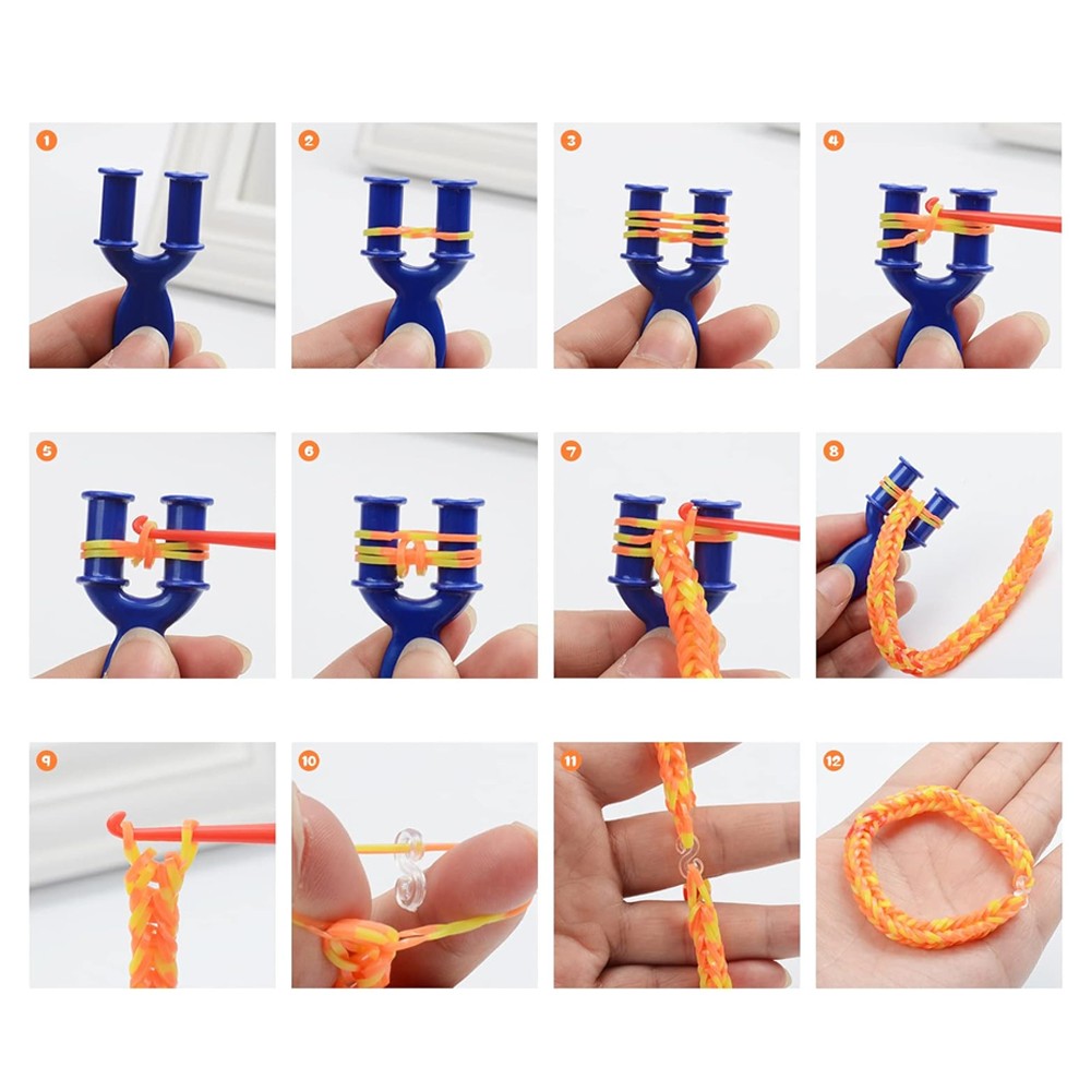 2 X Colorful Loom Bands Kit DIY Rubber Band Bracelet Making Kit with Storage Box