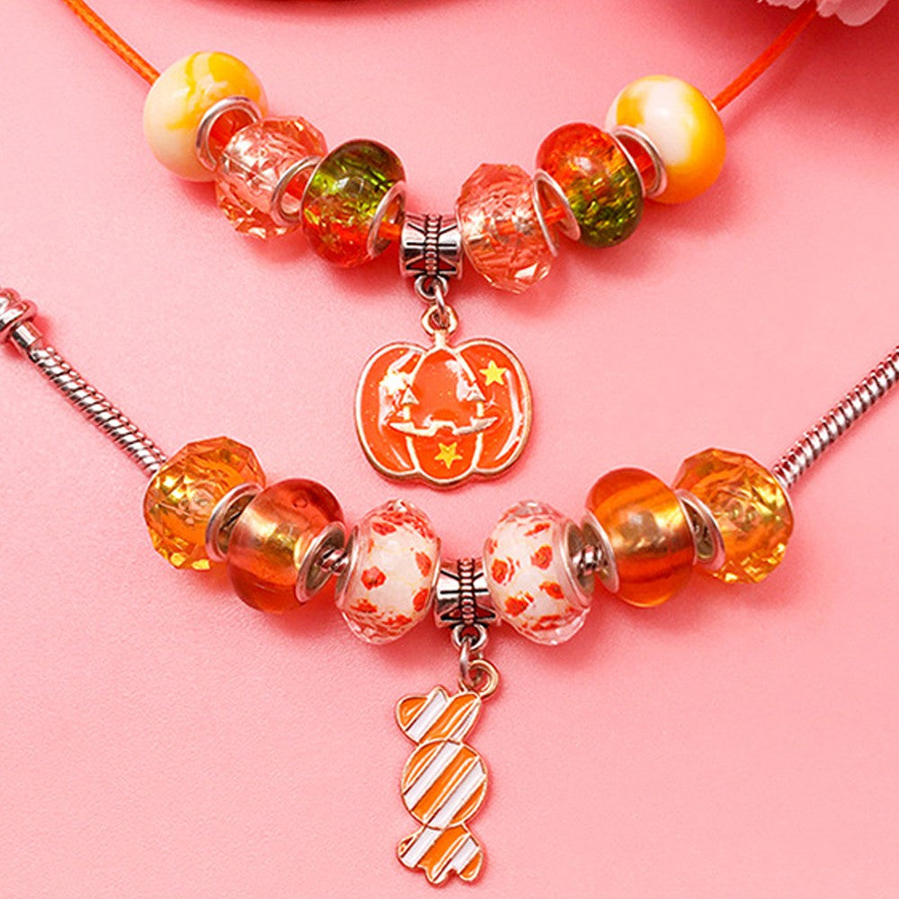 16Pcs DIY Bracelet Making Kit Kids Charm Bracelet Jewelry Craft Set - Orange