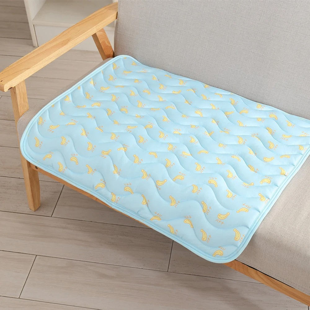 70x55cm Pet Cooling Mat Breathable Ice Sleeping Pad for Cats Dogs - Blue