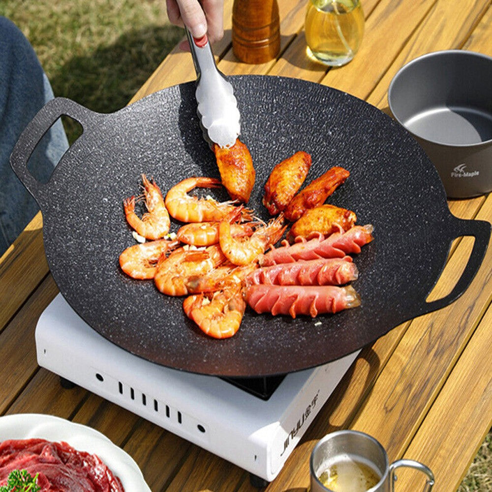 25cm Korean Non-stick BBQ Grill Pan Barbecue Plate for Stovetop and Induction