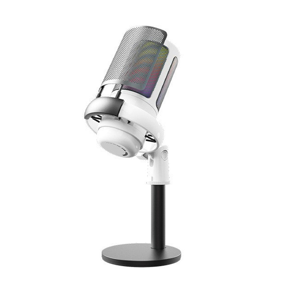 USB Condenser Microphone with RGB Light for Streaming and Gaming - White