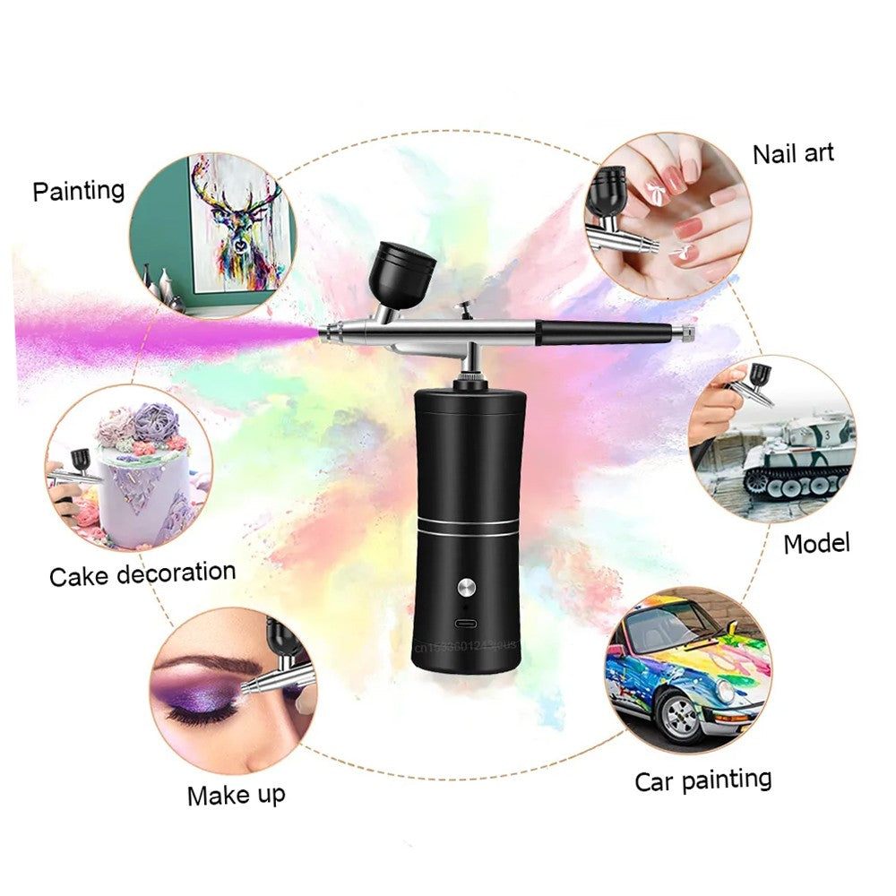 Airbrush Kit with Compressor USB Rechargeable High-Pressure Air Brush Set-Black