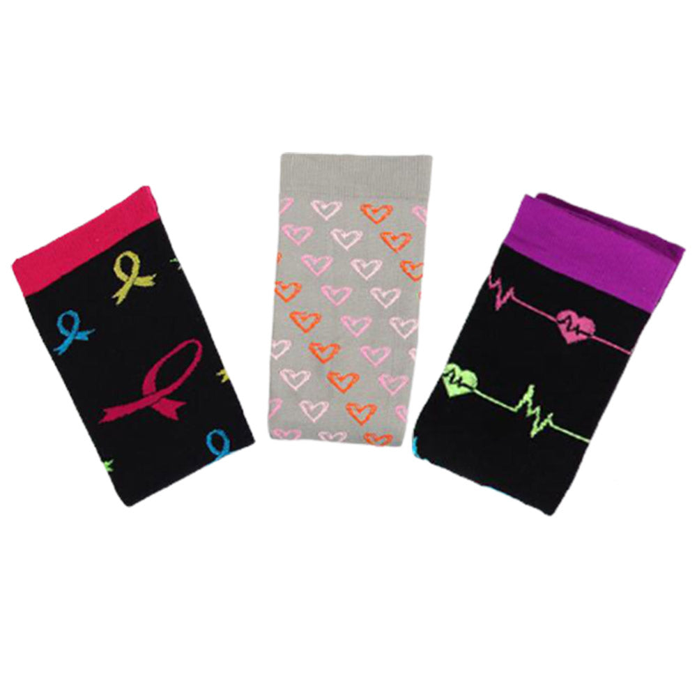 Three Pairs of Unisex Women Men Small Knee-Length Printed Compression Socks