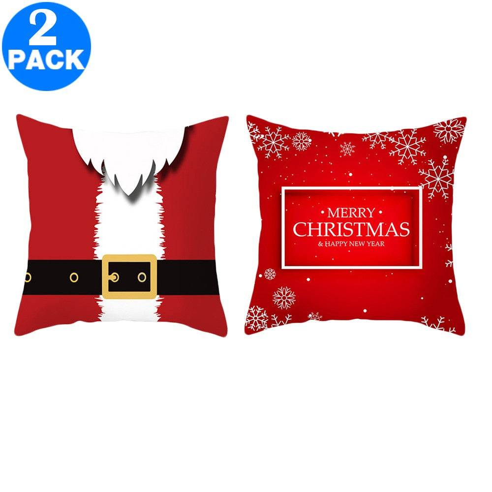 2Pack 45 X 45CM Christmas Decorative Square Pillow Cases Style 1 and Style 4