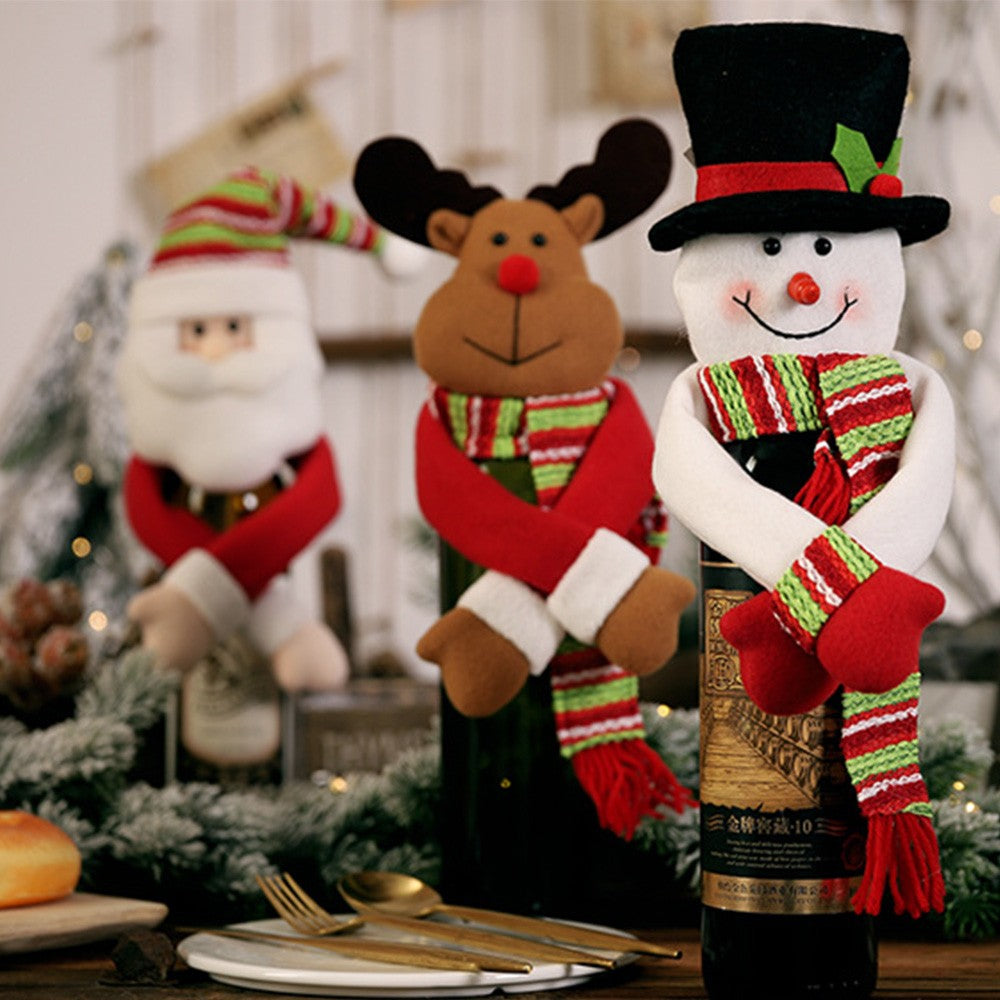 2 X Christmas Wine Bottle Covers Style 1 and Style 3