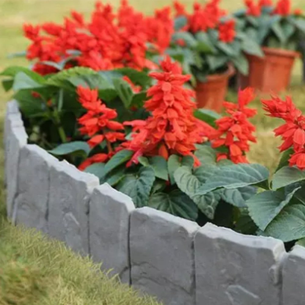 2 Meters Garden Edging Fence Lawn Edge Imitation Stone Garden Landscape Edging Fence