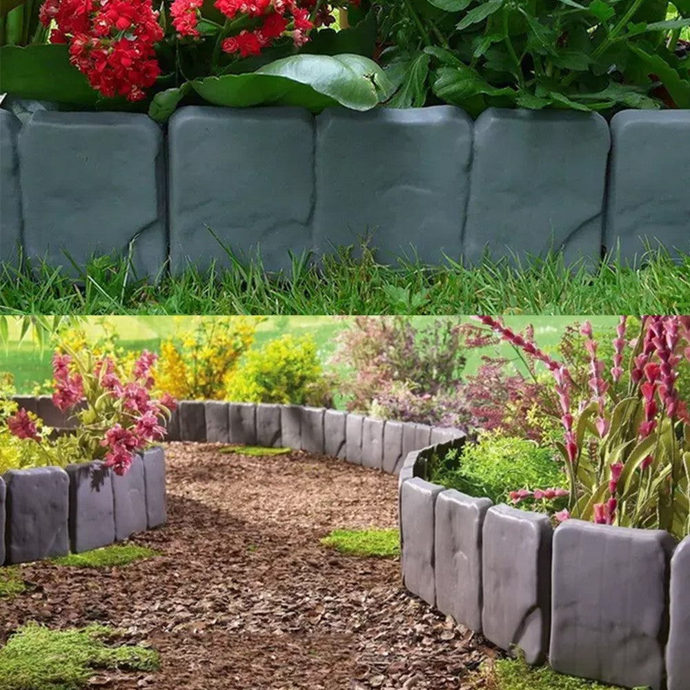 2 Meters Garden Edging Fence Lawn Edge Imitation Stone Garden Landscape Edging Fence