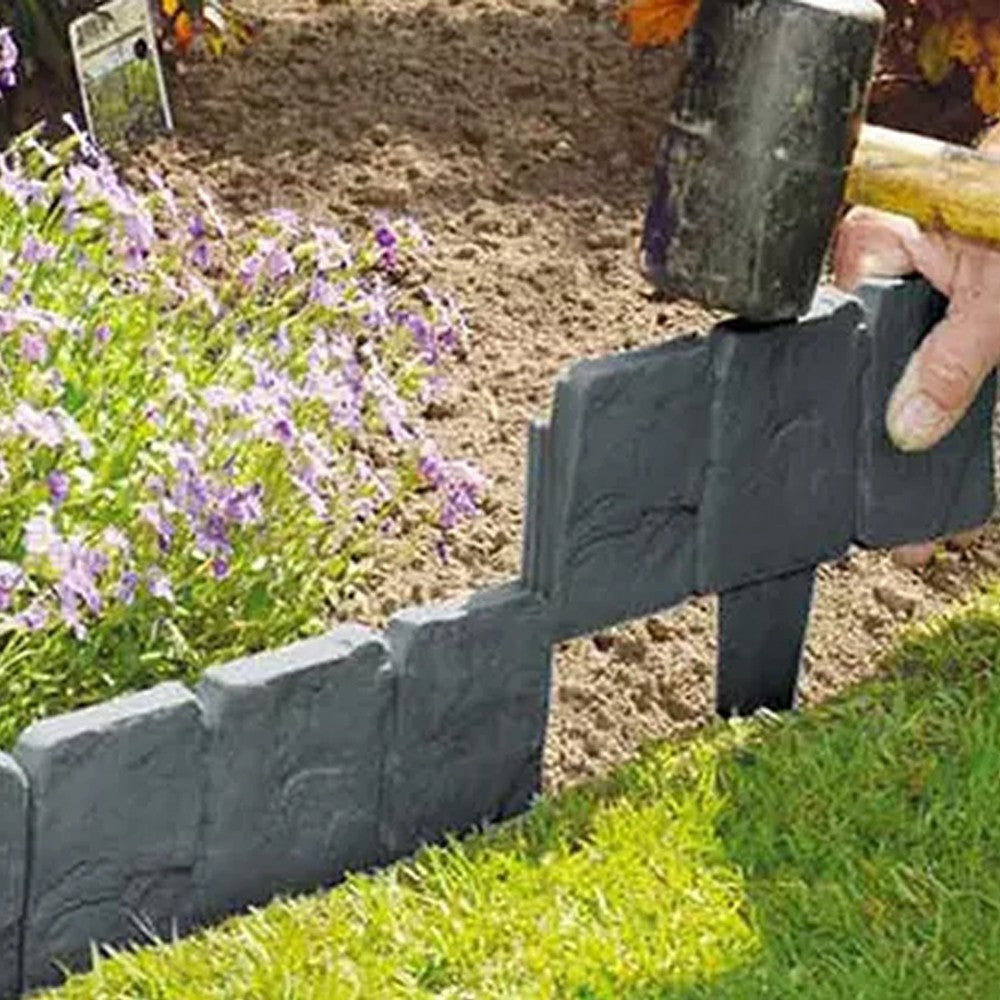 2 Meters Garden Edging Fence Lawn Edge Imitation Stone Garden Landscape Edging Fence